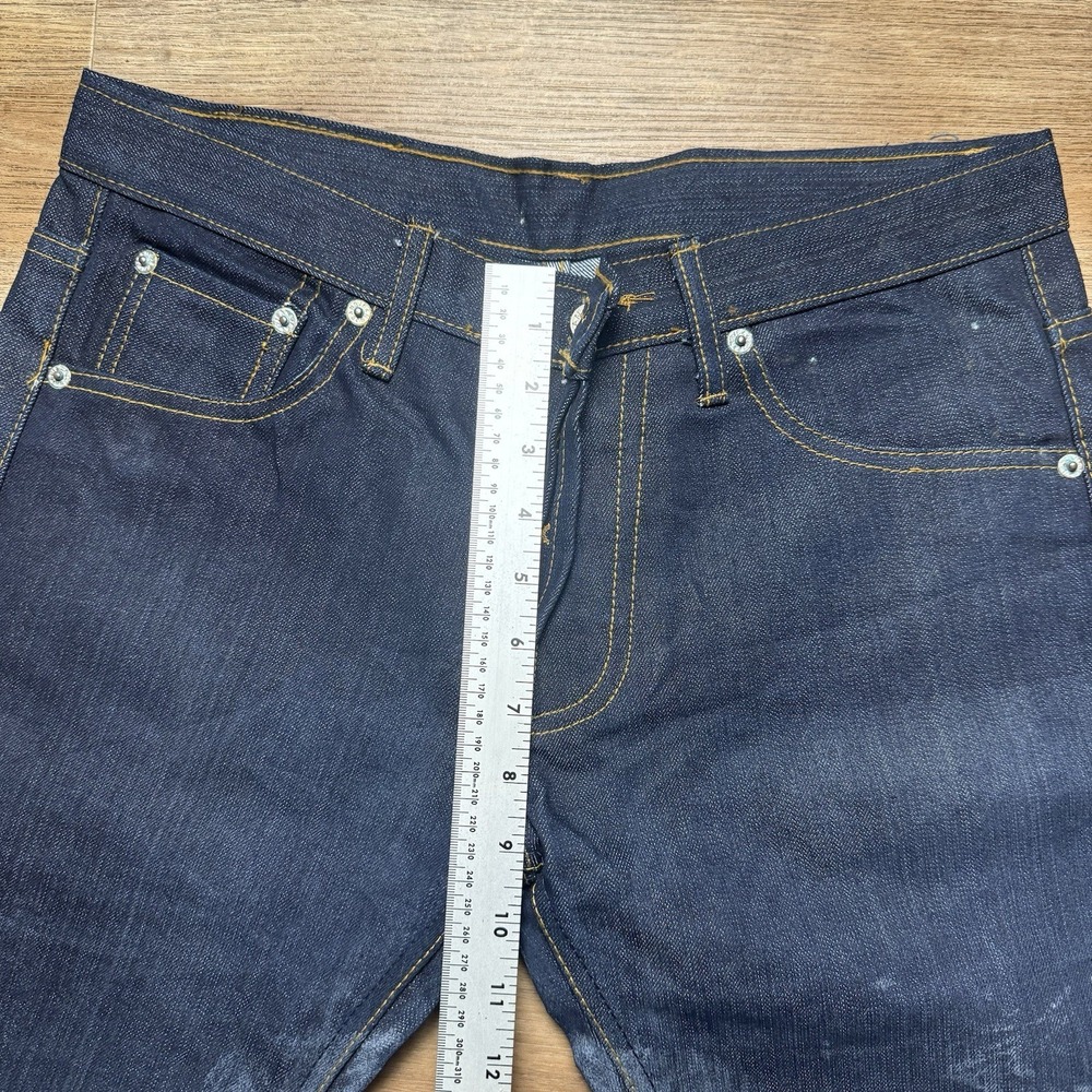 Selvedge Jeans Mens 32x29 Indigo Blue Selvedge Raw Denim Button Fly Dark Wash - Picture 10 of 13